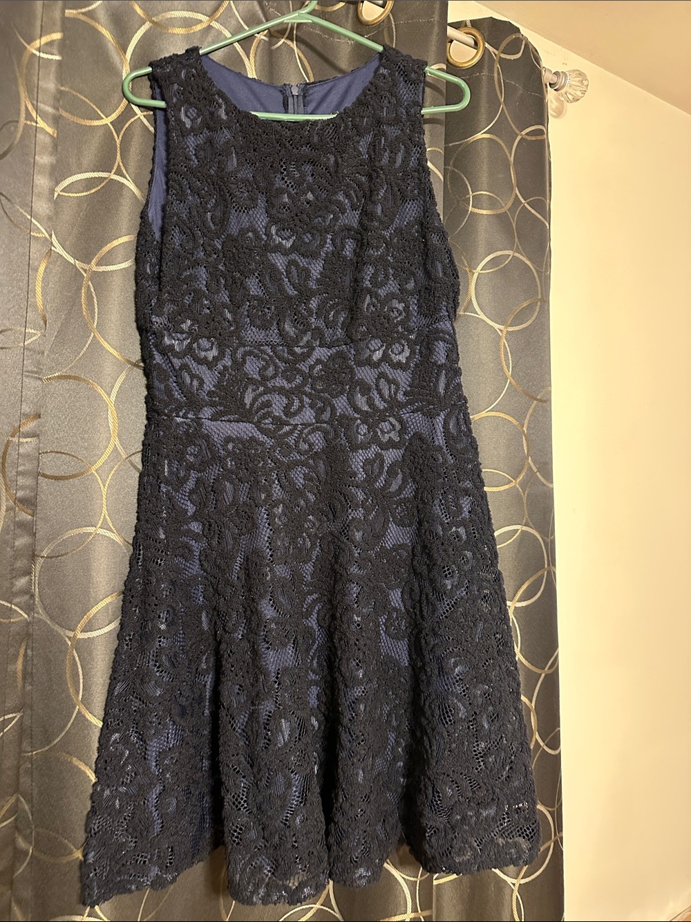 Dress Barn Navy Dress with Black Lace
